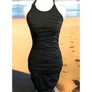 Sexy Black Slimming Dress BodyCon Ruched Club Dance Party Vegas Vacation Small